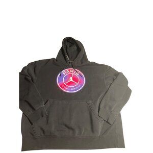 Jordan X Paris Saint-Germain Black Fleece Pullover Hoodie Mens XL Big Logo Nike
